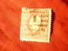 Timbru Portugalia 1870 Rege Luis I , 25r carmin , dantelat ,stampilat