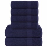 VidaXL Set prosoape 6 piese Bleumarin 360 g/m&sup2; 100% bumbac