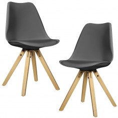 Set Viva 2 scaune bucatarie, 85 x 48 cm, plastic/lemn, gri foto