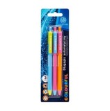 Set pixuri cu mecanism Astra Colorful, varf 0.6 mm, scriere albastra, 3 buc/blist