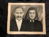 Arta / design - Fotografie de nunta format mare portret sot si sotie mijlocul sec XX / Banat !