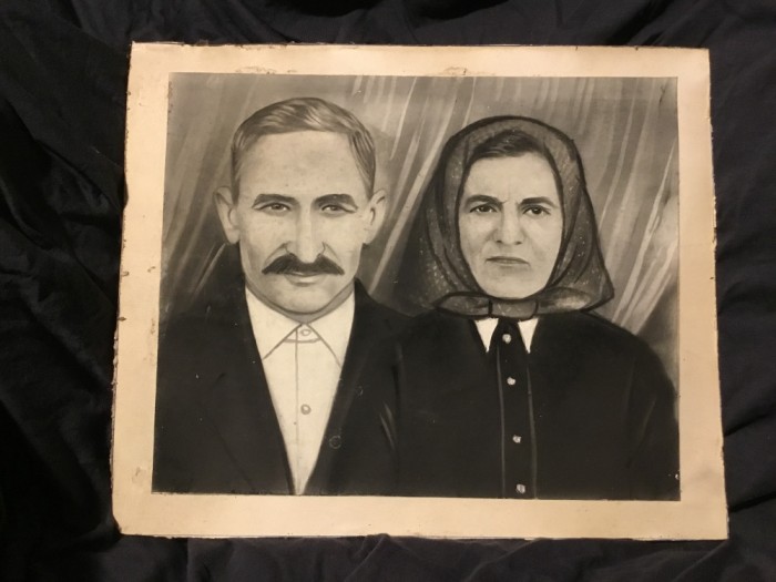 arta / design - Fotografie de nunta format mare portret sot si sotie mijlocul sec XX / Banat !