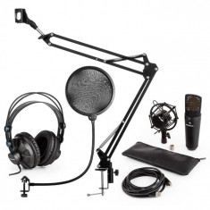 Auna MIC-900B, set de microfon USB, kit de microfon condensator V4 + bra? de microfon, filtru pop foto