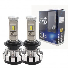 Set 2 LED-uri Auto Techstar® T1S, H7, 35w, 8000 Lumeni, 6000K, AUTO, 12-24 Volti, CREE, Canbus, Radiator Aluminiu