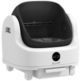 PawHut Ladă de Gunoi Autopropulsată pentru Pisici, Ladă Automată pentru Mai Multe Pisici, Design Deschis cu Senzori de Siguranță, Deodorant, Recipient