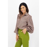 Camasa dama office cu maneci supradimensionate imprimeu abstract