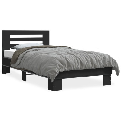 Cadru de pat, negru, 90x190 cm, lemn prelucrat si metal GartenMobel Dekor foto