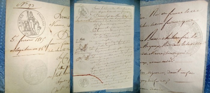 B96-I- Act 2 vechi 1816 Imperiul francez stare buna. Marimi: 25/18 cm.
