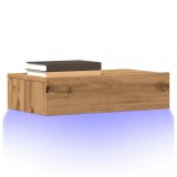 VidaXL Comodă TV cu lumini LED, stejar artizanal, 60x35x15,5 cm