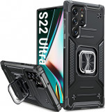 Cumpara ieftin Husa Samsung Galaxy S22 Ultra 5G s908 Silicon Antisoc, Inel magnetic, Black