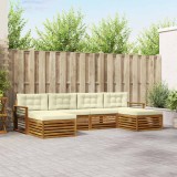 vidaXL Seturi de canapele 6 pcs Natural și Crem Lemn Solid de Acacia 3373910