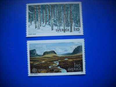 HOPCT TIMBRE SUEDIA MNH 1053 EUROPA-PEISAJE SUEDEZE -2 VALORI 1977-NESTAMPILAT foto