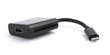 CABLU video GEMBIRD, adaptor USB 3.1 Type-C (T) la HDMI (M), 15cm, rezolutie maxima 4K UHD (3840 x 2160) la 30 Hz, negru, &quot;A-CM-HDMIF-01&quot; (timbru verd