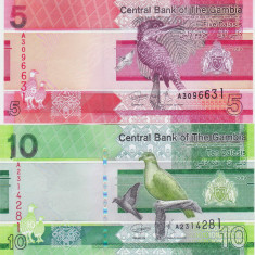 Bancnota Gambia 5 si 10 Dalasis 2019 - P37/38 UNC ( set x2 )