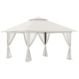 Outsunny Pavilion Pliabil Pop-Up 4x4 m cu &Icirc;nălțime Reglabilă pe 3 Niveluri, Pavilion Exterior cu Plasă de Ț&acirc;nțari, Saci de Nisip, Geantă de Transport,
