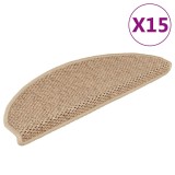 Cumpara ieftin Covorașe scări autoadezive 15buc nisipiu 65x21x4cm aspect sisal