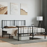 VidaXL Cadru pat metalic cu tăblie de cap/picioare, negru, 160x200 cm