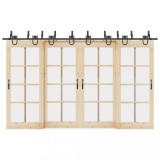 VidaXL Set feronerie pentru uși glisante, negru, 366 cm, oțel
