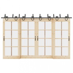 vidaXL Set feronerie pentru uși glisante, negru, 366 cm, oțel
