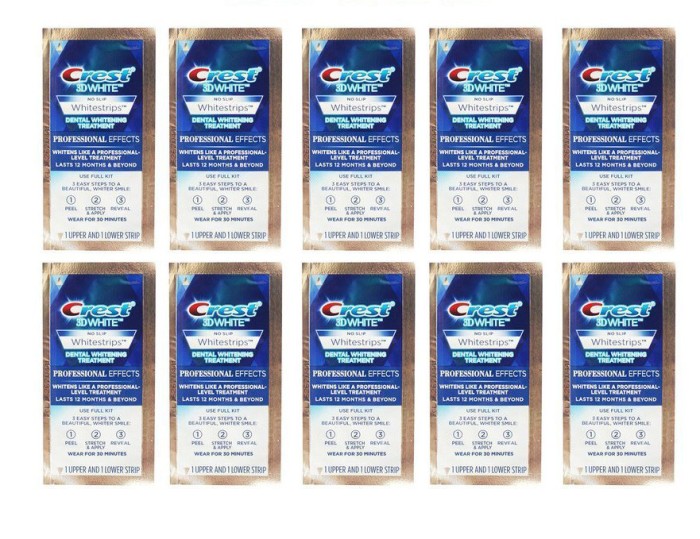 Benzi Albire Dinti, Crest Whitestrips 3D Professional Effects, Set 10 plicuri, (20 benzi)