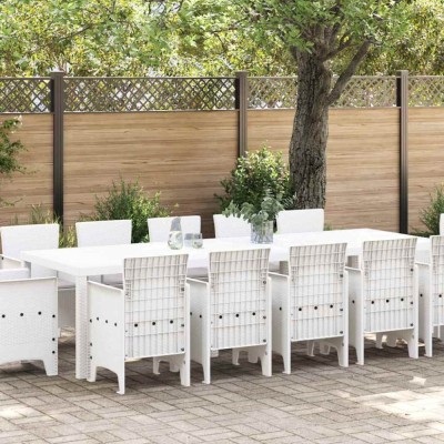 vidaXL Set de masă pentru grădină cu pernă 13 pcs Alb și gri deschis 3378623 foto