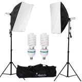 Cumpara ieftin Kit de iluminare AbestStudio, 2 x 135W, 50x70cm, 5500K, Alb/ Negru