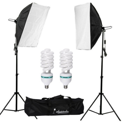 Kit de iluminare AbestStudio, 2 x 135W, 50x70cm, 5500K, Alb/ Negru foto