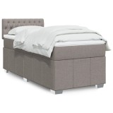 Cumpara ieftin Pat box spring cu saltea, gri taupe, 90x200 cm, textil