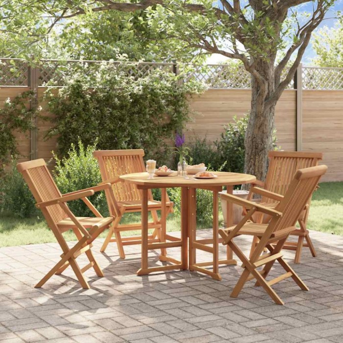 vidaXL Set de mobilier de exterior pliabil, 5 piese, lemn masiv de tec 3096572