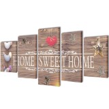 Set tablouri din p&acirc;nză cu imprimeu Home Sweet Home, 100 x 50 cm, vidaXL
