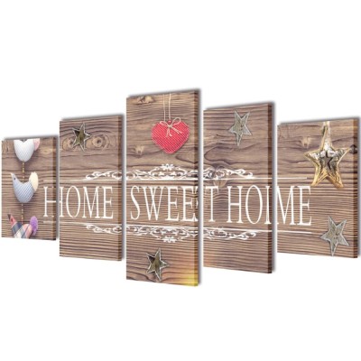 Set tablouri din p&amp;acirc;nză cu imprimeu Home Sweet Home, 100 x 50 cm foto