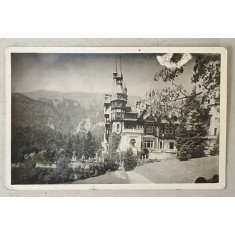 CASTELUL PELES , FATADA LATERALA SI TERASA , FOTOGRAFIE FORMAT CARTE POSTALA , 1942