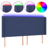 Cumpara ieftin Tablie de pat cu LED, albastru, 203x16x118/128 cm, textil