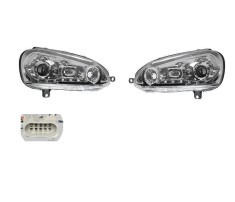 Set faruri tuning VW GOLF 5 (1K), 10.2003-05.2009; JETTA/GOLF Combi (1K5/1KM), 09.2005-09.2010, Taiwan, partea stanga+dreapta, pozitie pe LED;tip bec
