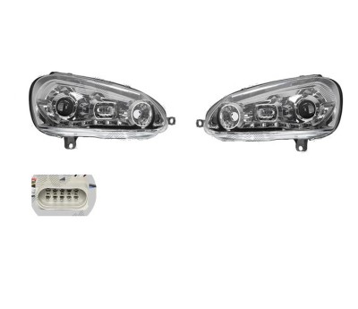 Set faruri tuning VW GOLF 5 (1K), 10.2003-05.2009; JETTA/GOLF Combi (1K5/1KM), 09.2005-09.2010, Taiwan, partea stanga+dreapta, pozitie pe LED;tip bec foto