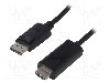Cablu DisplayPort - HDMI, DisplayPort mufa, HDMI mufa, 2m, negru, QOLTEC - 50436