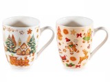 Set 2 cani Craciun portelan multicolor in cutie cadou &Oslash; 8 cm x 10,5 H, 300 ml