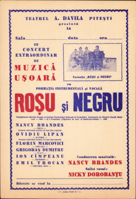 HST A466 Afiș Pitești concert formația Roșu și Negru Rom&amp;acirc;nia comunistă foto