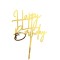 Decoratiune topper pentru tort, flippy, model happy birthday, tematica aniversare, auriu, 10 cm