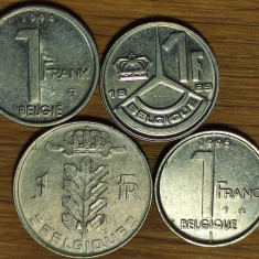 Belgia - set II superb 4 monede diferite 1 franc - variante franceza & flamanda