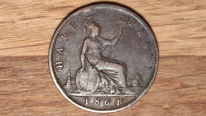 Marea Britanie - moneda de colectie - 1/2 half penny 1861 - Victoria - superba !