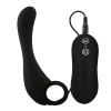 Stimulator Prostata Silicon Negru, 10 Vibratii, Telecomanda, Inel Siguranta, Hipoalergenic, 10cm Inserabili