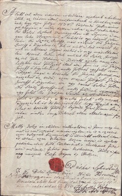 A3082N Contract de schimb de păm&amp;acirc;nturi &amp;icirc;ntre nobili maghiari, 1834, comitatul Solnocul Interior, Transilvania, sigiliu &amp;icirc;n ceară roșie, limba maghiară foto