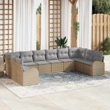 VidaXL Set de canapele pentru grădină 10 pcs Bej Rattan poli