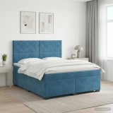Cumpara ieftin Pat boxspring cu saltea albastru 160 x 200 cm Catifea