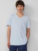 S.Oliver Tricou barbati cu decolteu in V, Regular fit, din bumbac, Albastru deschis, L, XL
