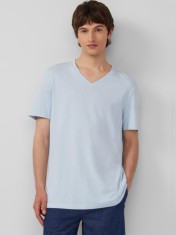 s.Oliver Tricou barbati cu decolteu in V, Regular fit, din bumbac, Albastru deschis, L