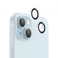 Folie de protectie Camera Spate Blueo Metal Frame pentru Apple iPhone 15 Plus / 15, Sticla Securizata, Transparenta