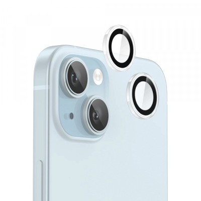 Folie de protectie Camera Spate Blueo Metal Frame pentru Apple iPhone 15 Plus / 15, Sticla Securizata, Transparenta foto