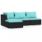 Set mobilier relaxare gradina 4 piese cu perne poliratan negru